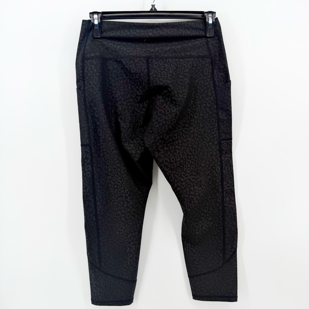 Glyder Black Leopard Embossed Leggings NWT Plus Size 2X High Rise Pockets - Picture 2 of 11